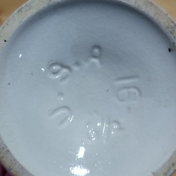 VTG USA Pottery Pink Green Yellow Flower Vase Pleated Fan Top Double Handles - Picture 11 of 14